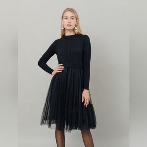 Apparalel knit and tulle midi dress